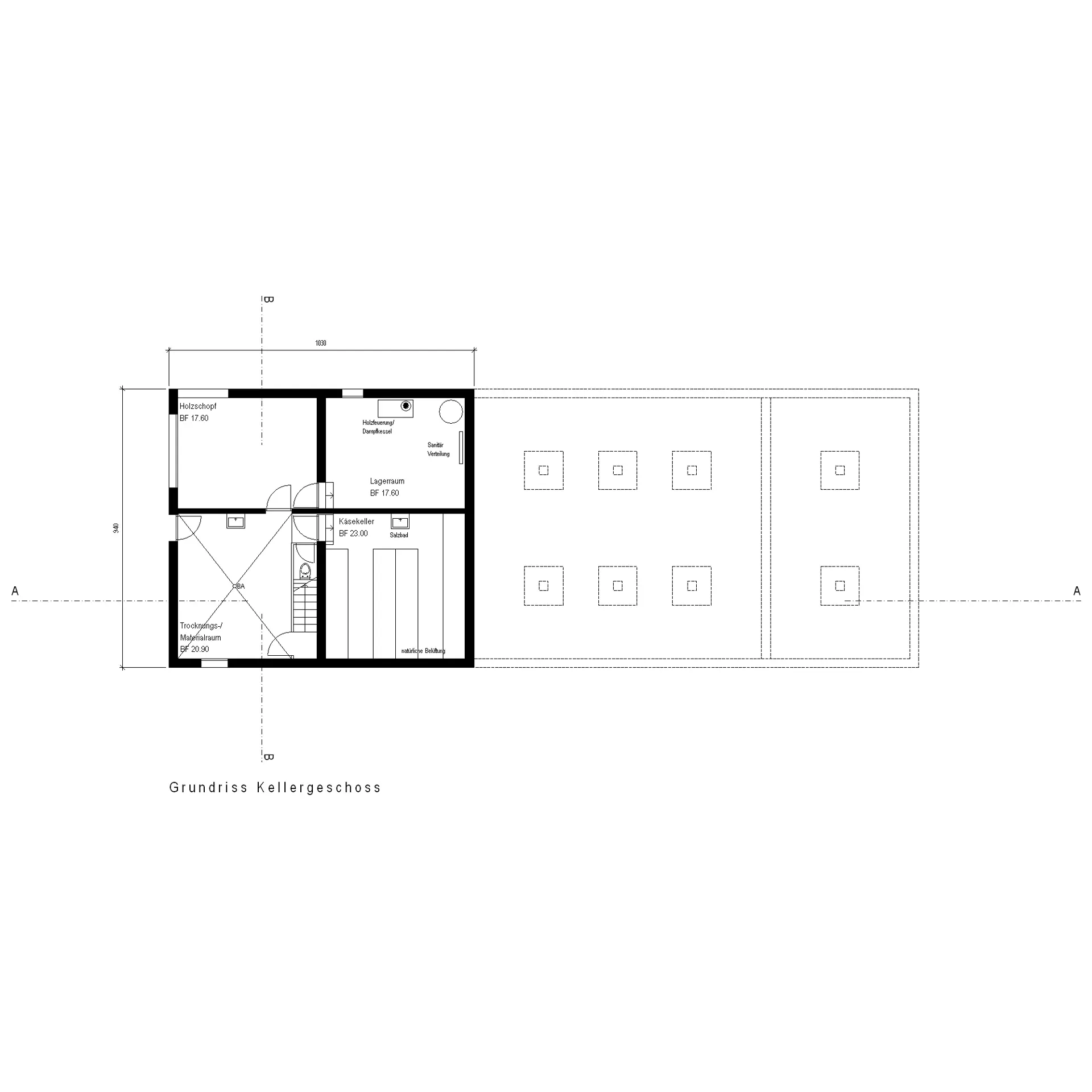 13_Neubau Alpgebäude_Ziegenalp Puzzetta Fuorns Platta_Grundriss Kellergeschoss